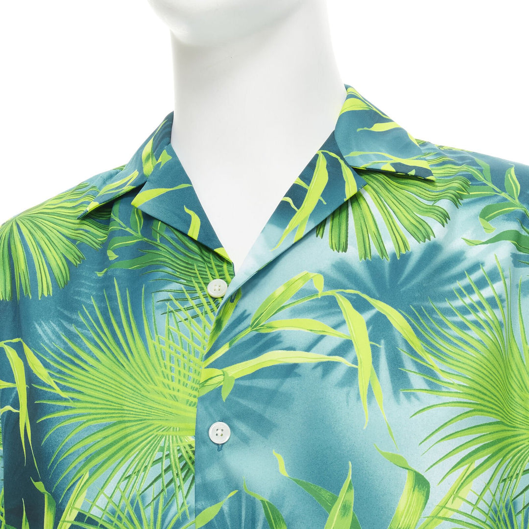 VERSACE 2020 Iconic JLo Jungle print green tropical print shirt EU41 XL