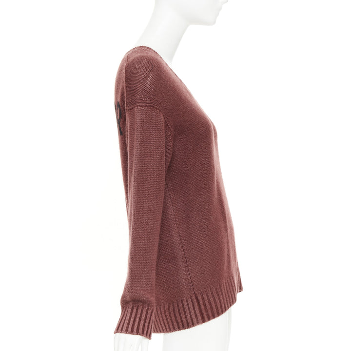 CHRISTIAN DIOR J'Adior 8 cashmere rust burgundy V-neck pullover sweater FR34 XS