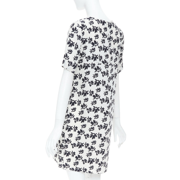 MARNI white black floral print asymmetric panel dress IT42 M