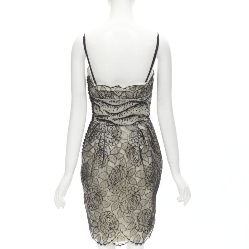 CHRISTIAN DIOR JOHN GALLIANO 2011 Runway lace bead embellished bow dress FR36 S