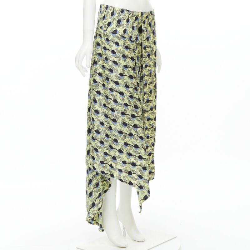 MARNI yellow paisley blue black geometric print belted wrap skirt IT40 S