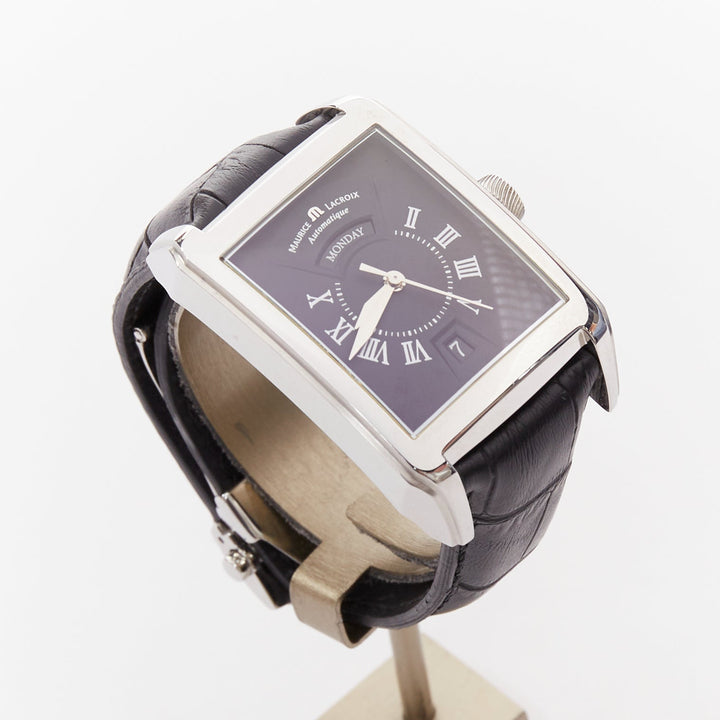 MAURICE LACROIX Pontos XL Rectangulaire Day Date steel black dial watch