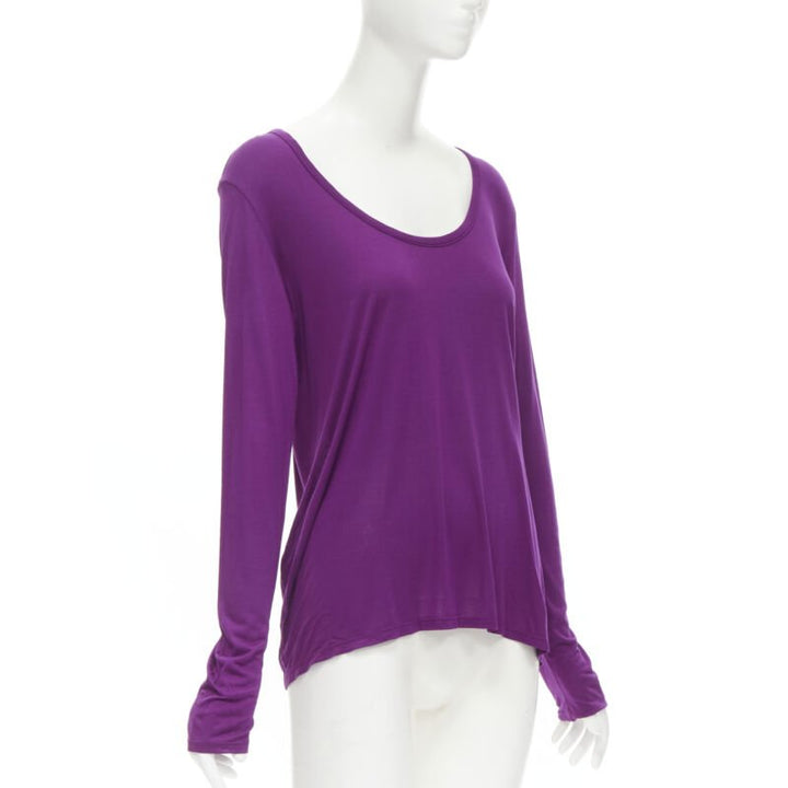 THE ROW Hazelton 100% viscose purple scoop neck long sleeve tshirt S