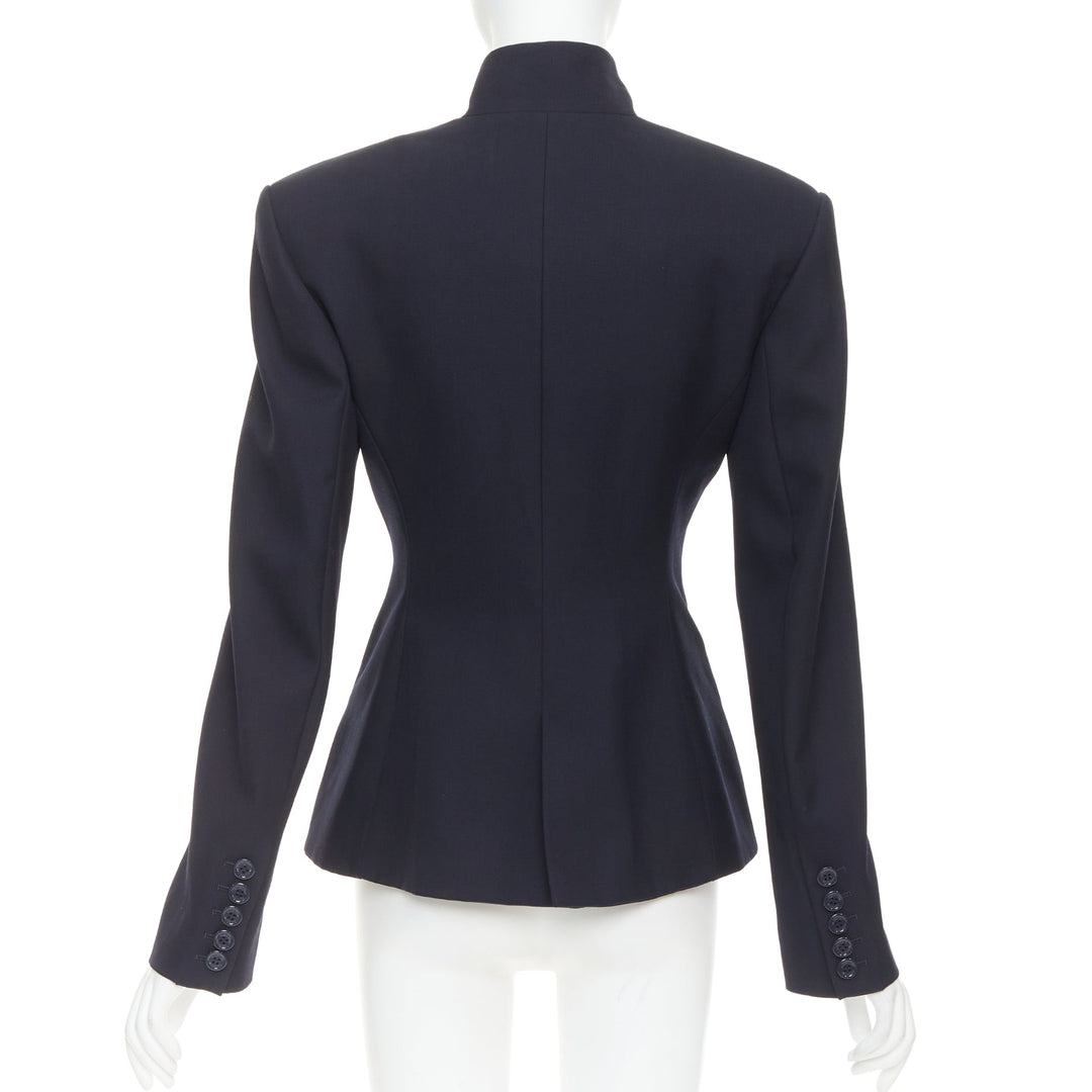 ALEXANDRE VAUTHIER COUTURE SS2025 Runway navy stand collar Power officer blazer