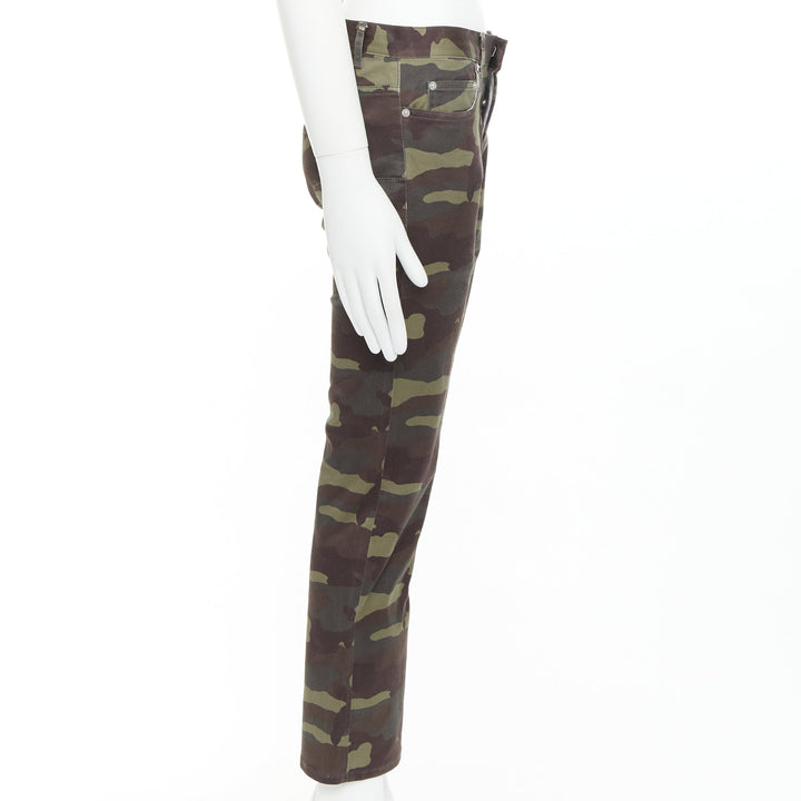 DIOR HOMME green Army Camouflage skinny denim cropped jeans 30"