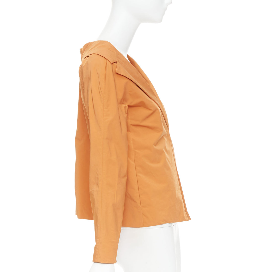 MARNI orange nylon blend notch lapel single breasted cropped blazer IT36 XXS