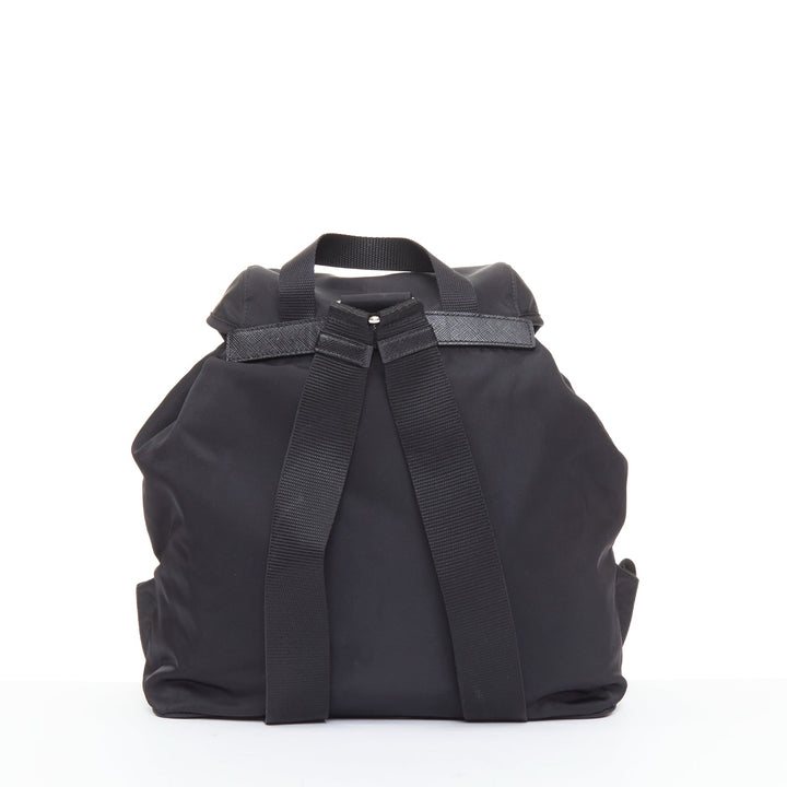PRADA Re-Nylon Technical black silver logo triangle buckle small backpack bag