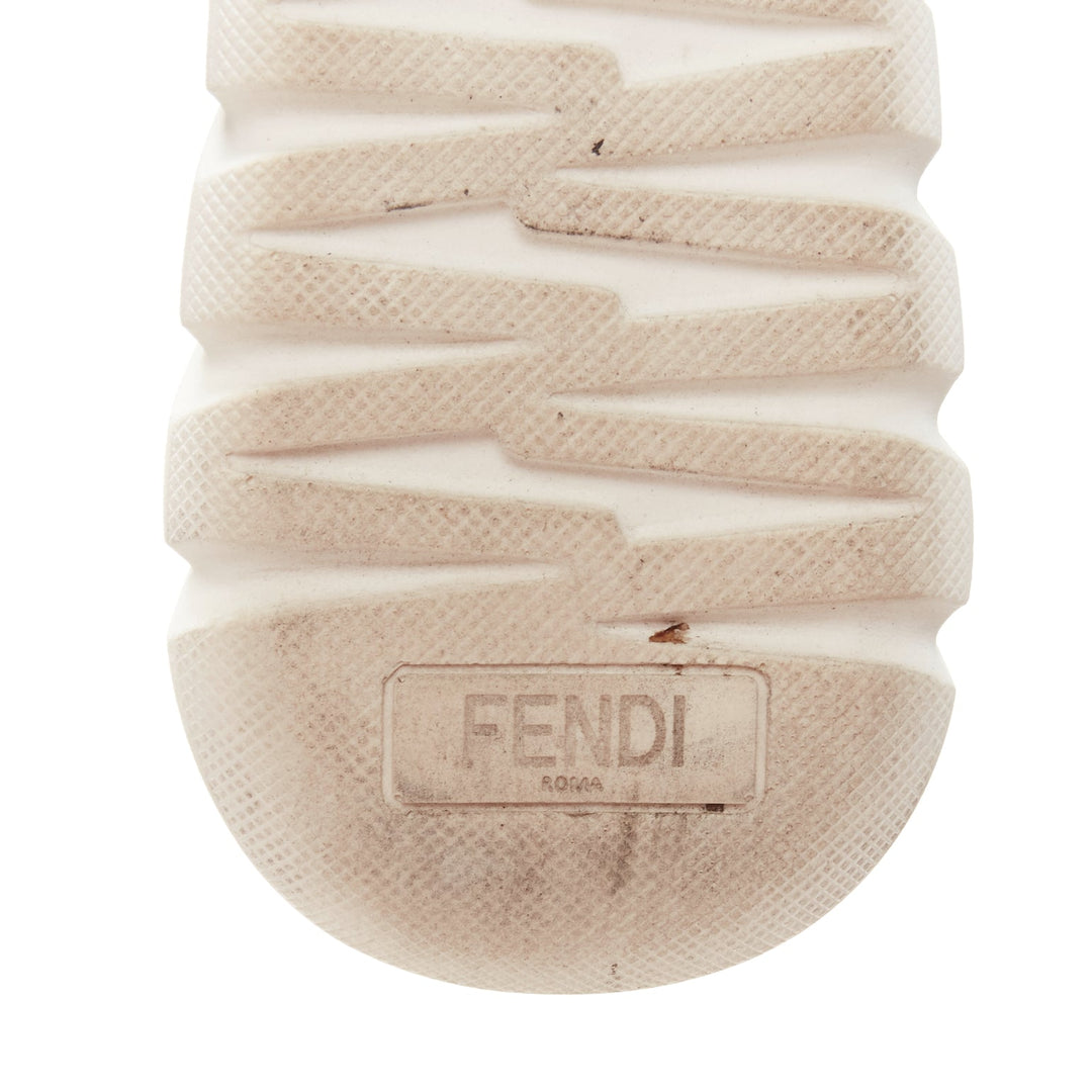 FENDI FILA Mania white logo lettering Zucca FF sock knit high top sneaker EU36