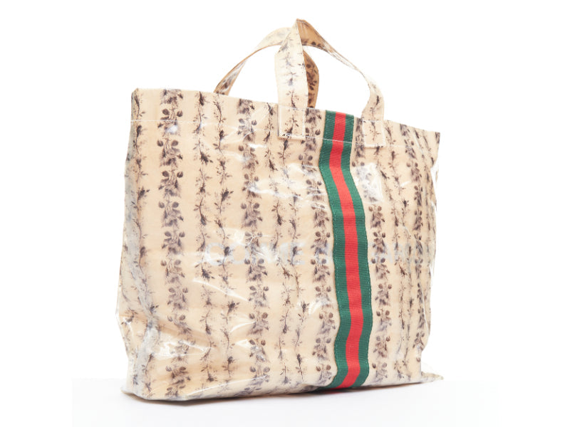 GUCCI COMME DES GARCONS 2021 green red beige vinyl pvc sherry paper tote bag
