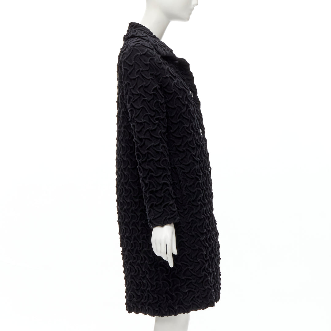 ISSEY MIYAKE 100% wool black textured single breasted long jacket coat JP2 M