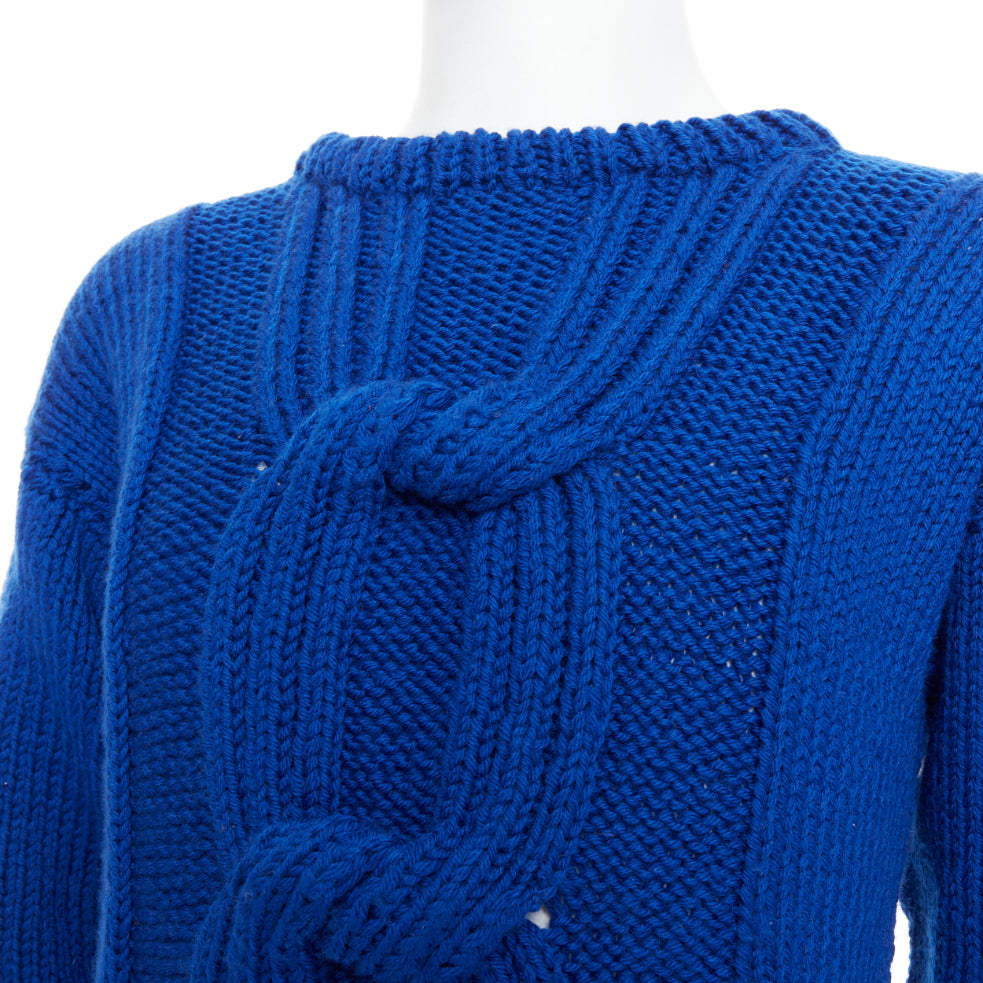 SIV STOLDAL 2008 Cover Up cobalt blue 100% wool cable knit sweater S