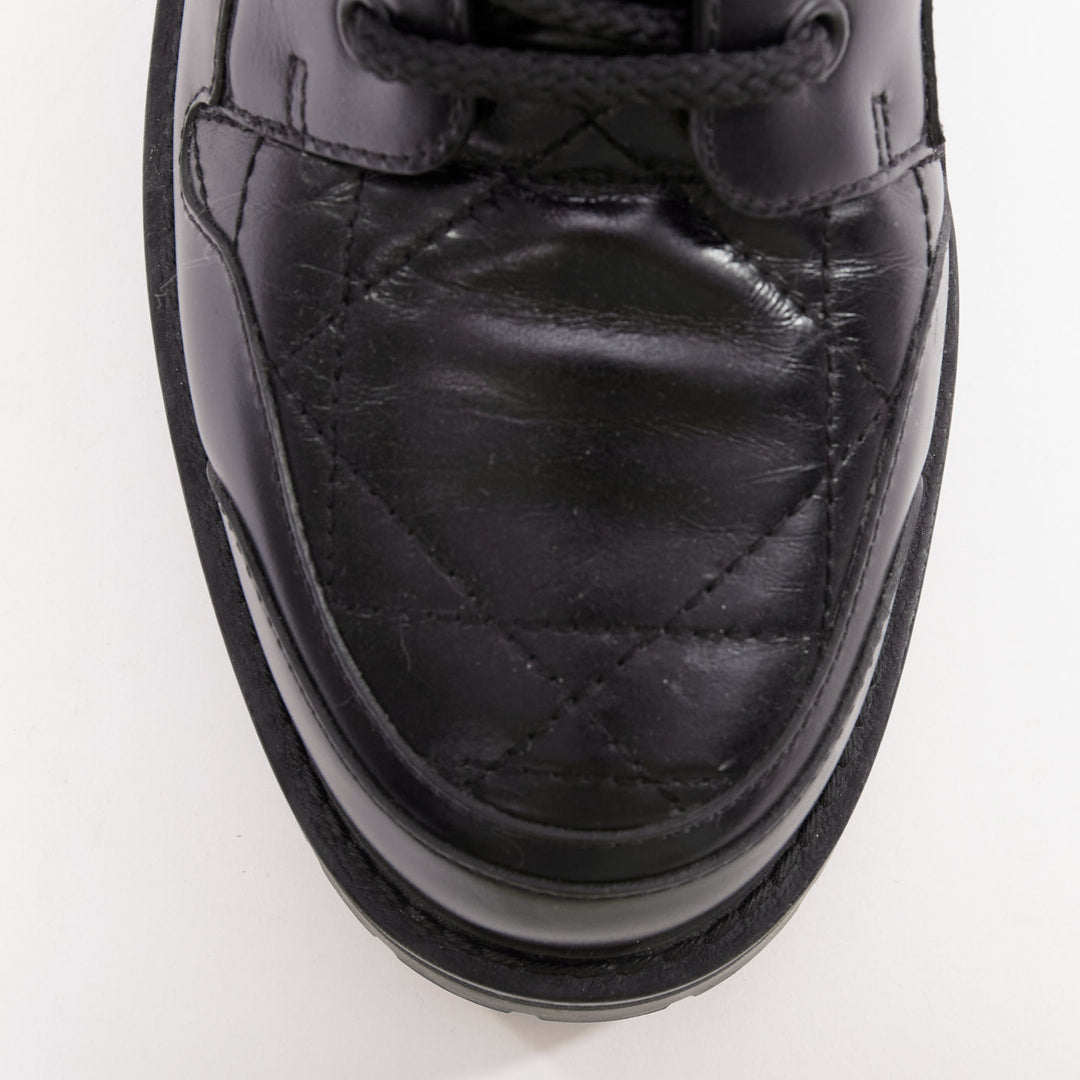 CHRISTIAN DIOR D-Leader black cannage quilted combat boots EU38