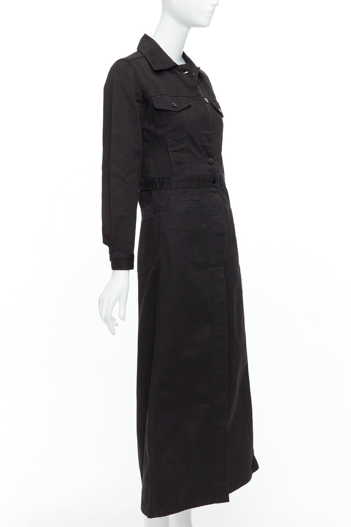 MAISON MARGIELA Line 6 Vintage black cotton carpenter midi dress IT38 XS