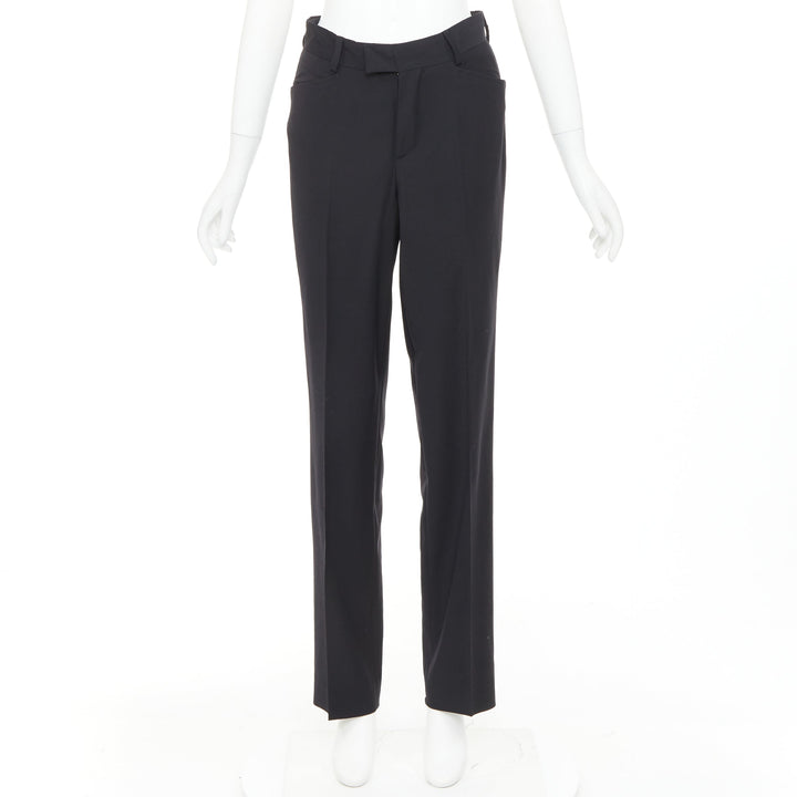 GUCCI Tom Ford black curved pocket high waisted straight leg trousers IT38 XS