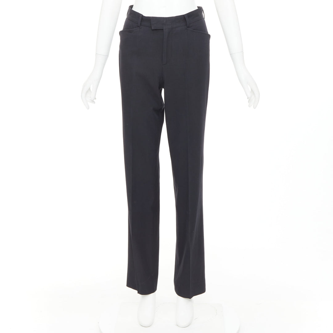 GUCCI Tom Ford charcoal grey curved pocket nylon blend straight trousers IT38 XS