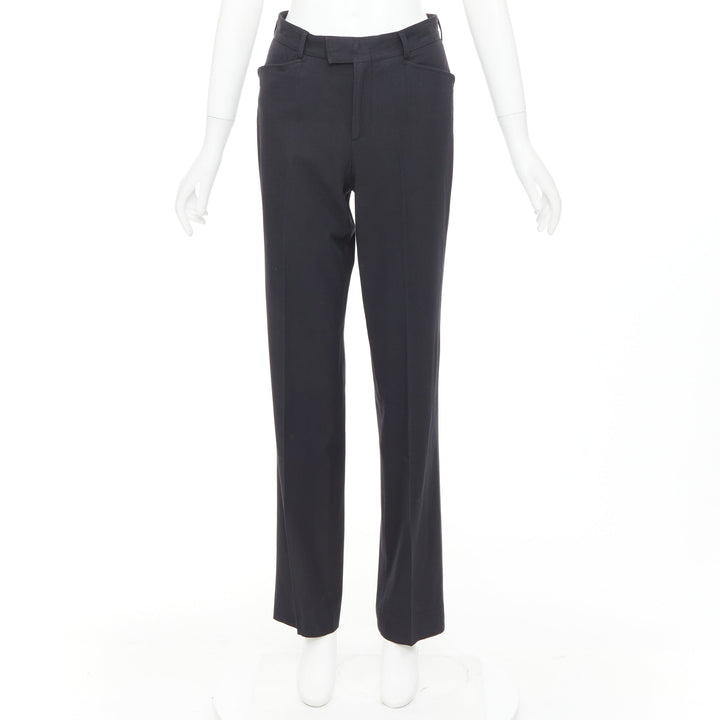 GUCCI Tom Ford charcoal grey curved pocket nylon blend straight trousers IT38 XS