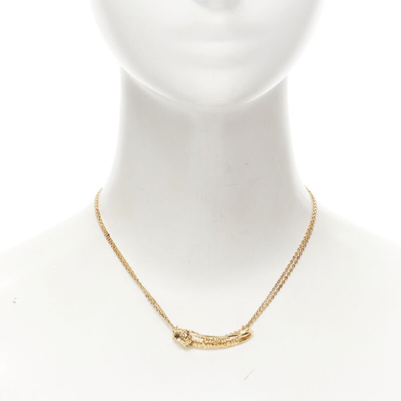 VERSACE Medusa Safety Pin pendant gold tone nickel short necklace choker