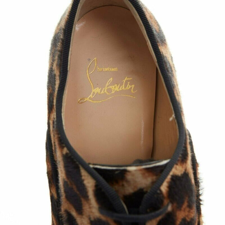 CHRISTIAN LOUBOUTIN Zazou leopard print calfksin point toe laced brogue EU36