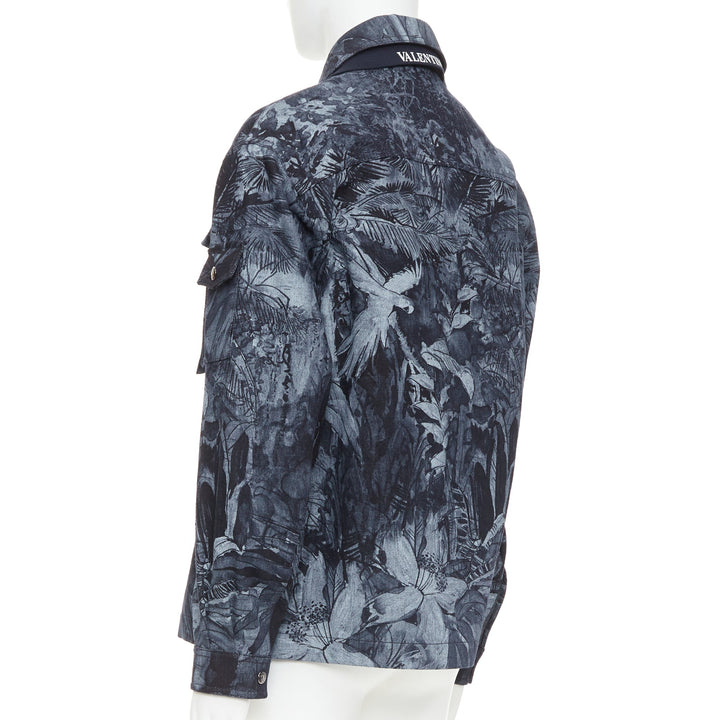 VALENTINO 2020 navy forest animal elephant monkey denim safari jacket IT48 M
