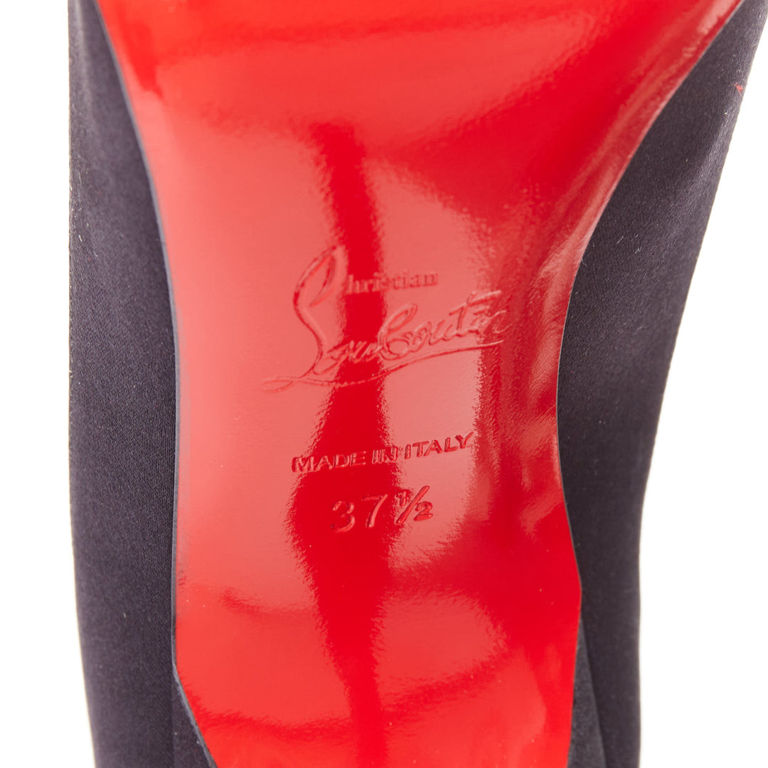 CHRISTIAN LOUBOUTIN Paulina Strass 100 Crepe Satin baguette crystal pumps EU37.5