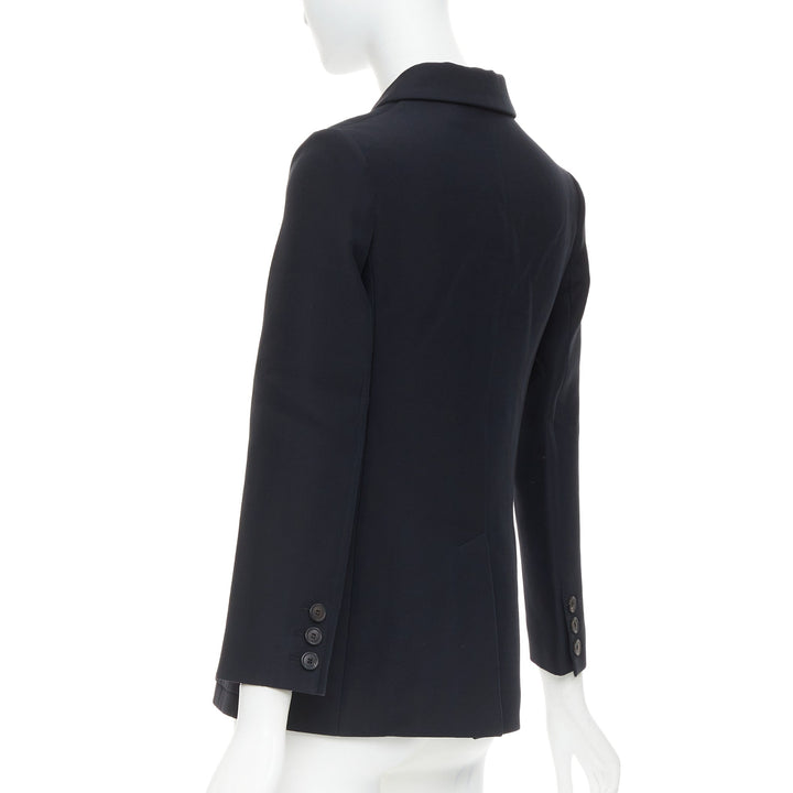 DIOR Marlene  black wool silk classic double breasted bar jacket blazer FR36 S