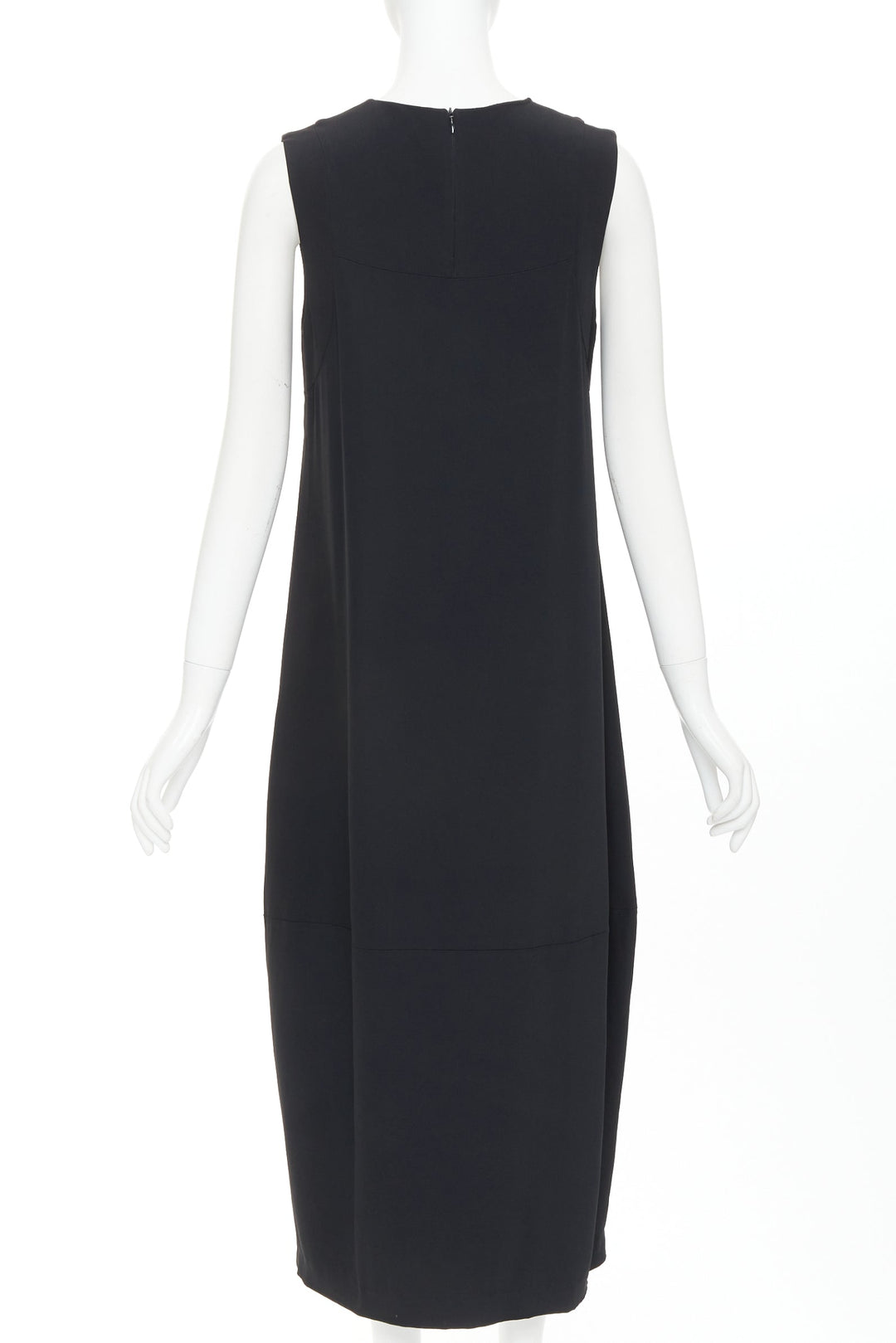 FFORME Martha Trapeze black viscose crew sleeveless panelled midi tent dress M