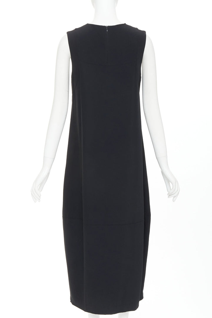 FFORME Martha Trapeze black viscose crew sleeveless panelled midi tent dress M