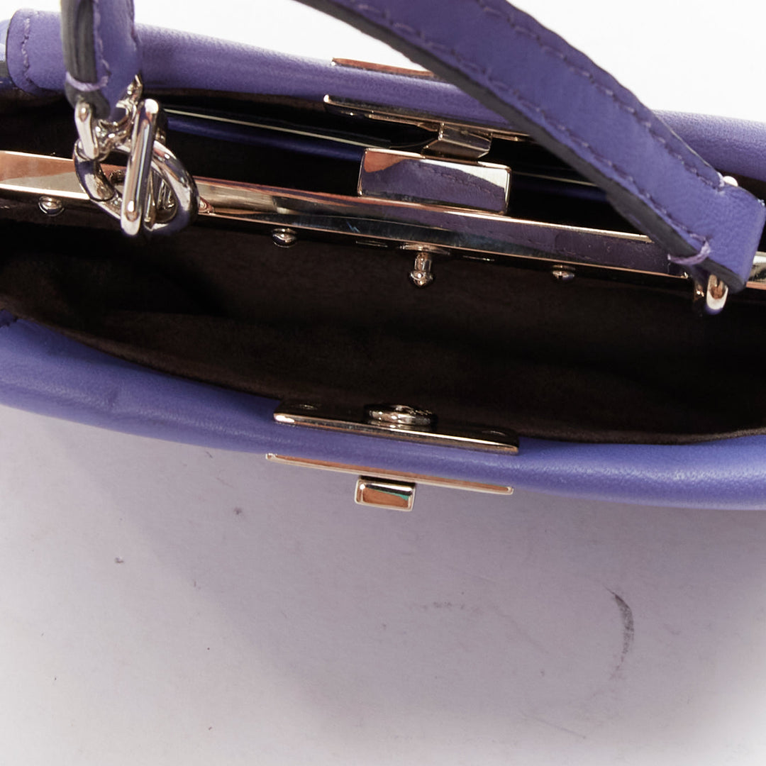 FENDI Micro Peekaboo purple leather turnlock mini crossbody satchel bag