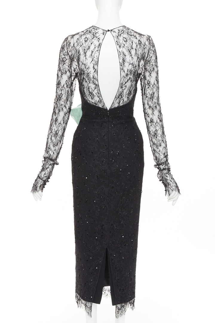 ALEXANDRE VAUTHIER COUTURE AW2019 Runway green rosette crystal lace dress