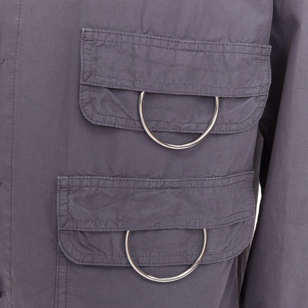 NAMACHEKO 2022 Lupon grey cotton linen silver D-ring utilitarian shirt jacket L