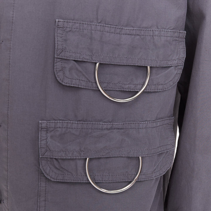NAMACHEKO 2022 Lupon grey cotton linen silver D-ring utilitarian shirt jacket L