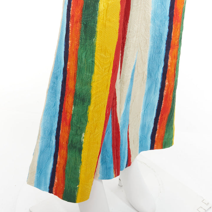 DOLCE GABBANA rainbow striped cotton brocade flared pants IT40 S Kitty Spencer