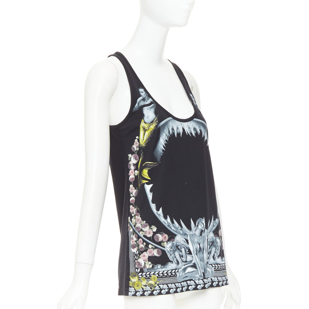 GIVENCHY Riccardo Tisci 2014  Shark and Mermaid black cottoncoop tank top M