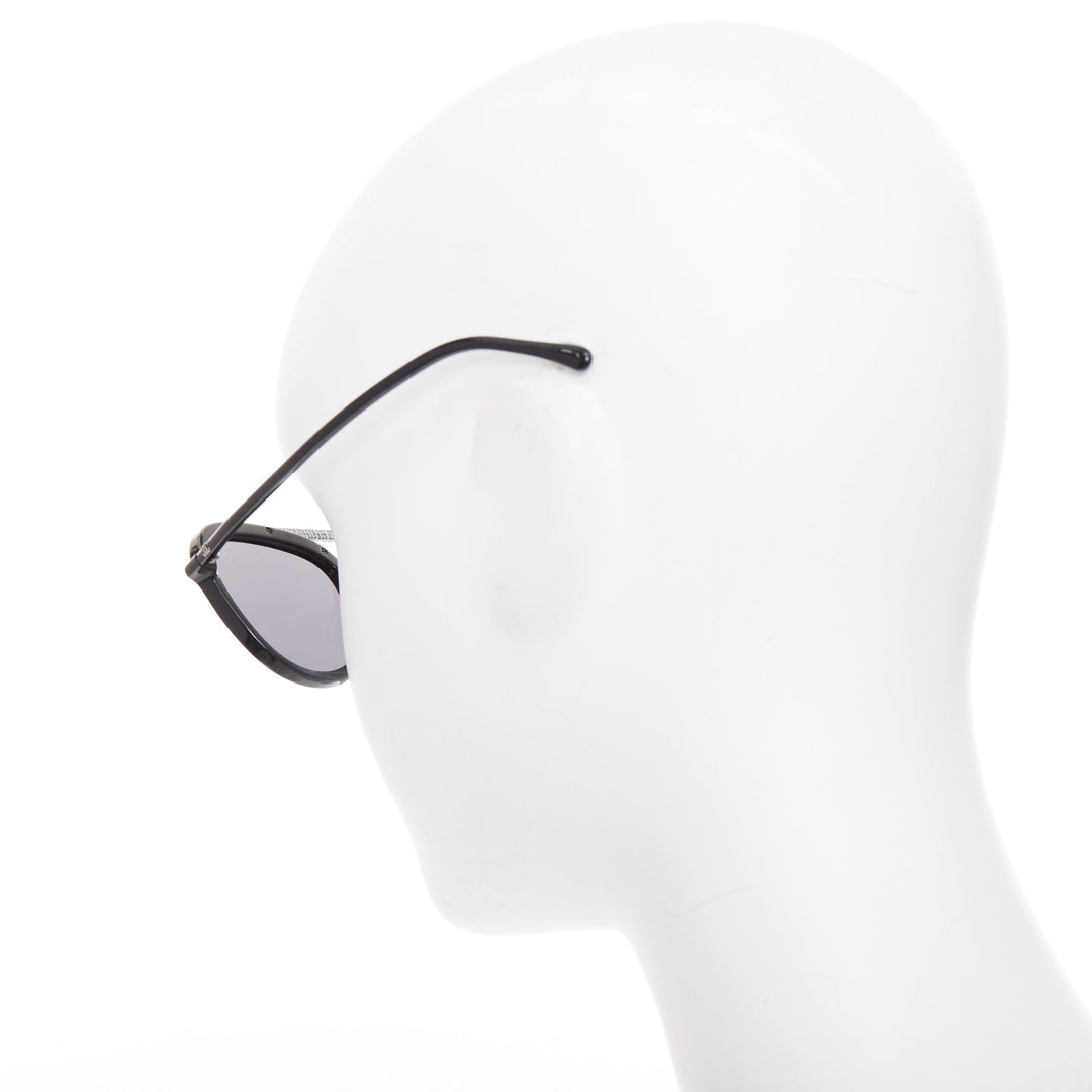 CHANEL 5381A black acetate silver brow bar aviator pilot sunglasses