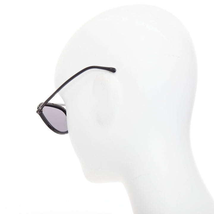 CHANEL 5381A black acetate silver brow bar aviator pilot sunglasses