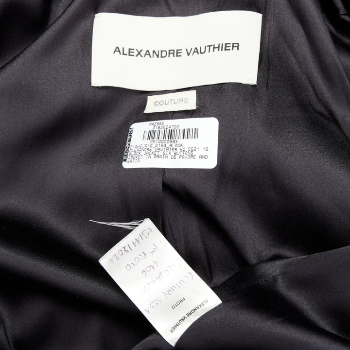 ALEXANDRE VAUTHIER COUTURE SS2021 black grain de poudre satin lapel tux jacket