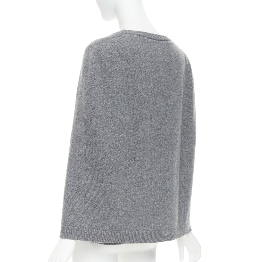 VALENTINO 100% cashmere grey cape back pullover sweater L