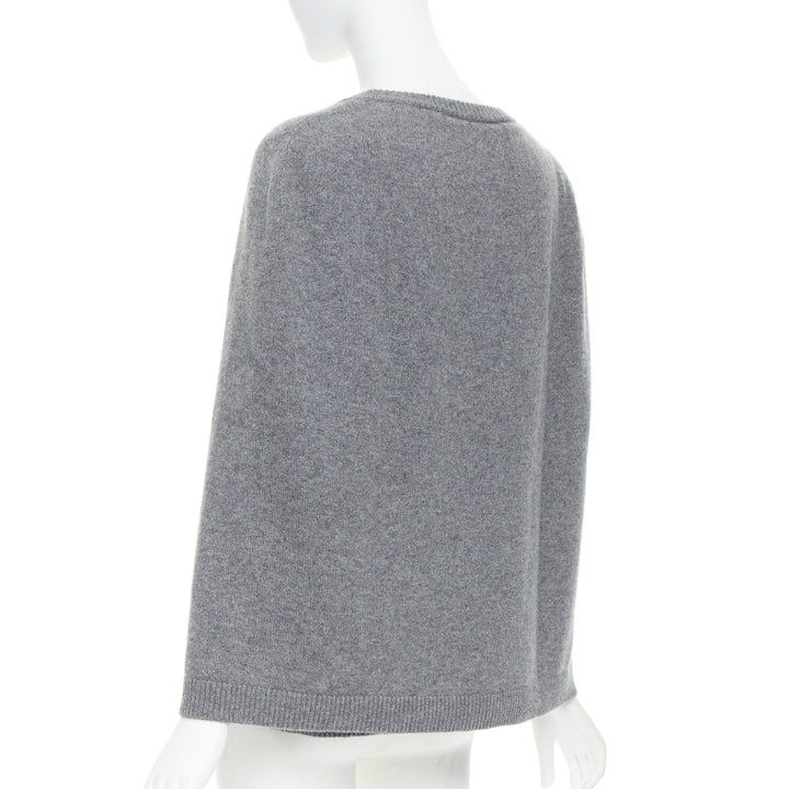 VALENTINO 100% cashmere grey cape back pullover sweater L