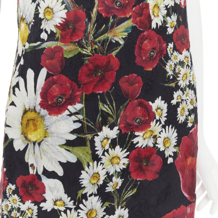 DOLCE GABBANA Poppy Daisy floral print jacquard mini sheath dress IT36 XS
