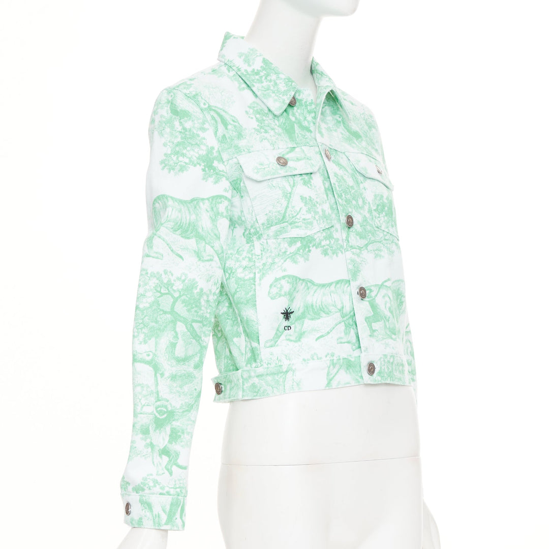 DIOR 2024 Dioriviera Toile de Jouy Sauvage white aquamarina denim jacket FR34 XS