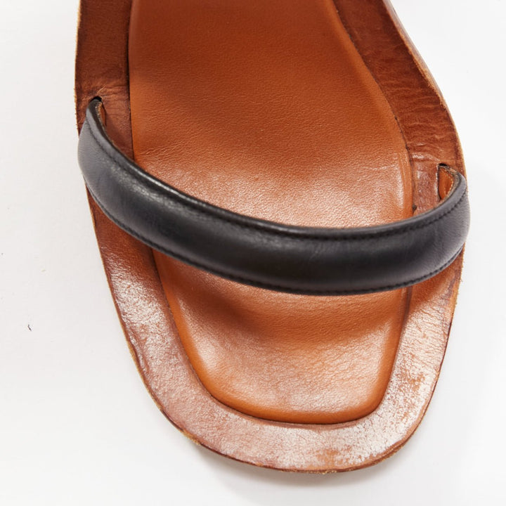 CELINE Phoebe Philo Bam Bam black open toe silver metal block heel sandal EU37