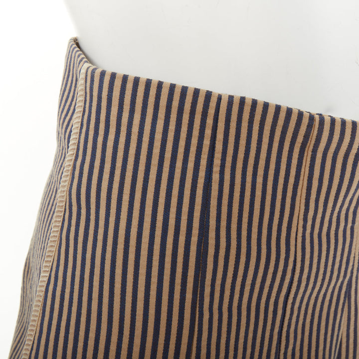 FENDI blue beige vertical striped cotton tailored high waist shorts IT42 M
