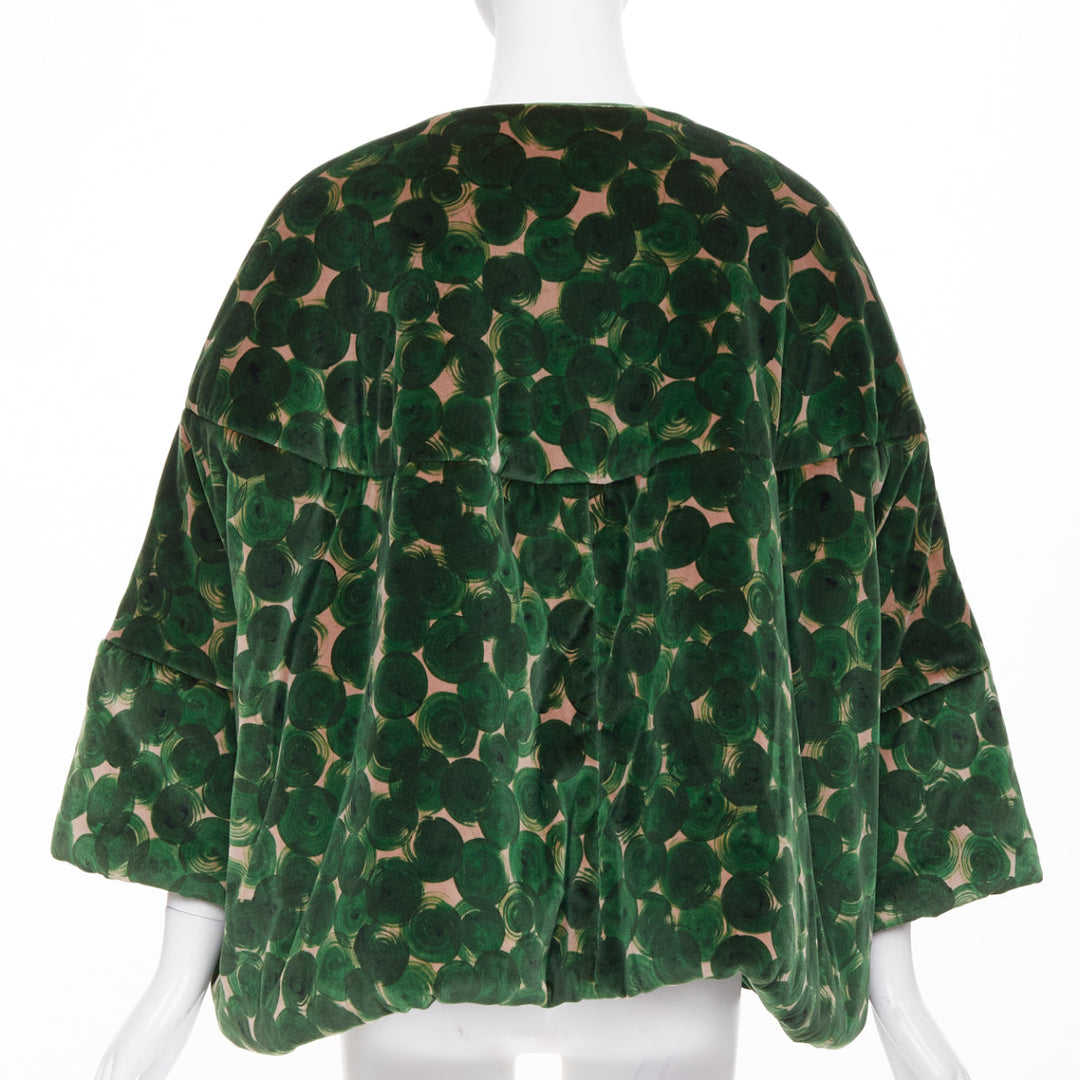 DRIES VAN NOTEN 2024 Violini Abstract Print green velvet cocoon jacket M