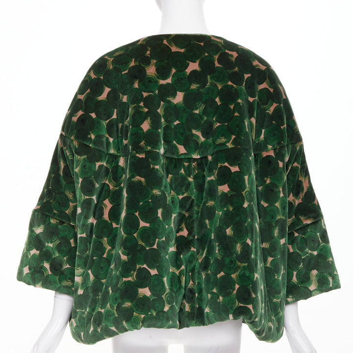 DRIES VAN NOTEN 2024 Violini Abstract Print green velvet cocoon jacket M