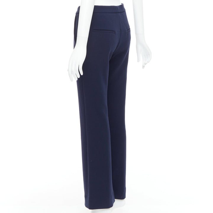 MARNI navy virgin wool blend wide leg mid waist pants IT38 XS