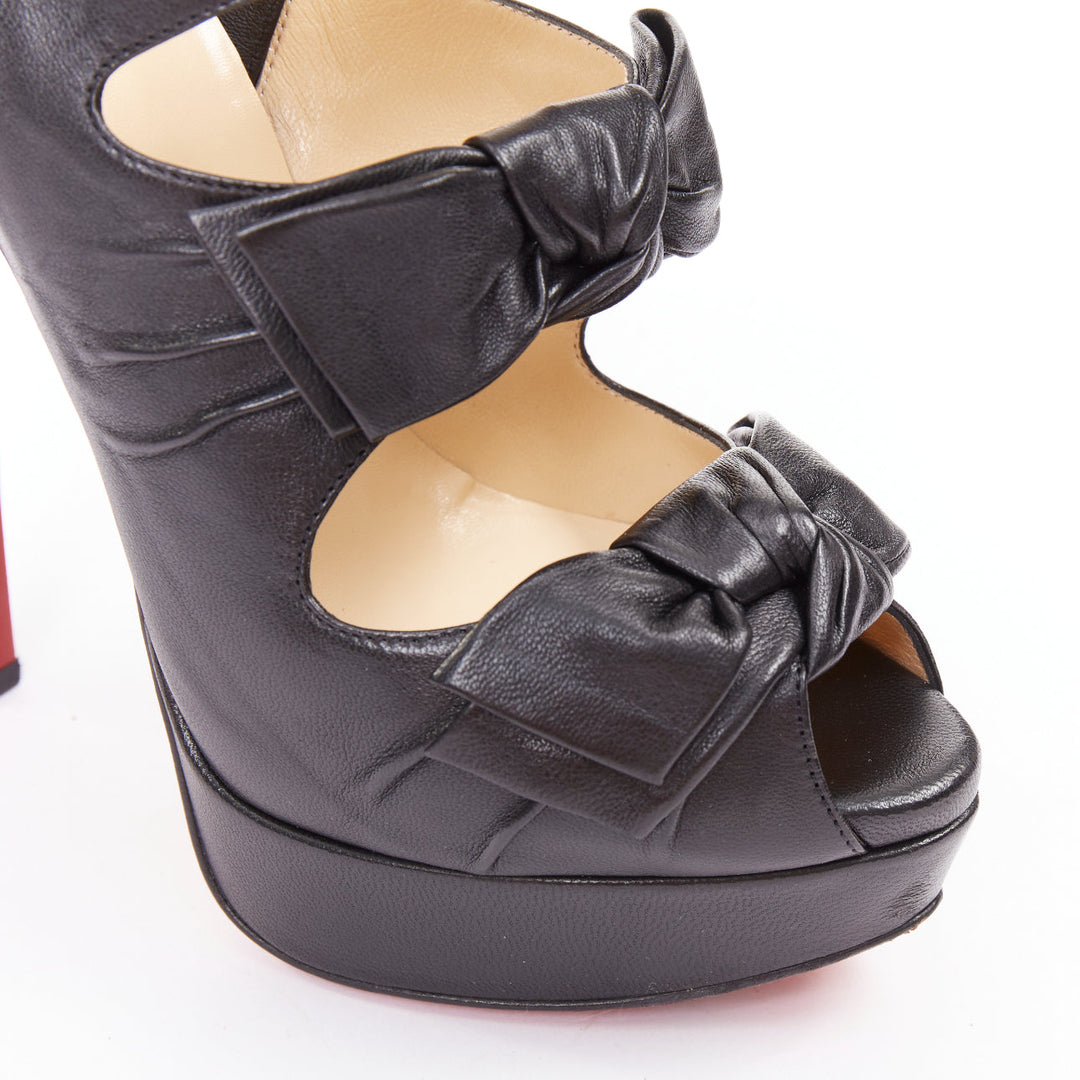 CHRISTIAN LOUBOUTIN Madame Butterfly 150 nappa black bow platform heels EU37.5