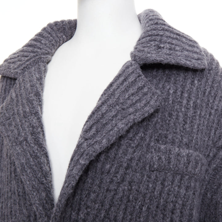 BOTTEGA VENETA 2022 Runway Felted Wool Knitted Coat grey melange coat M