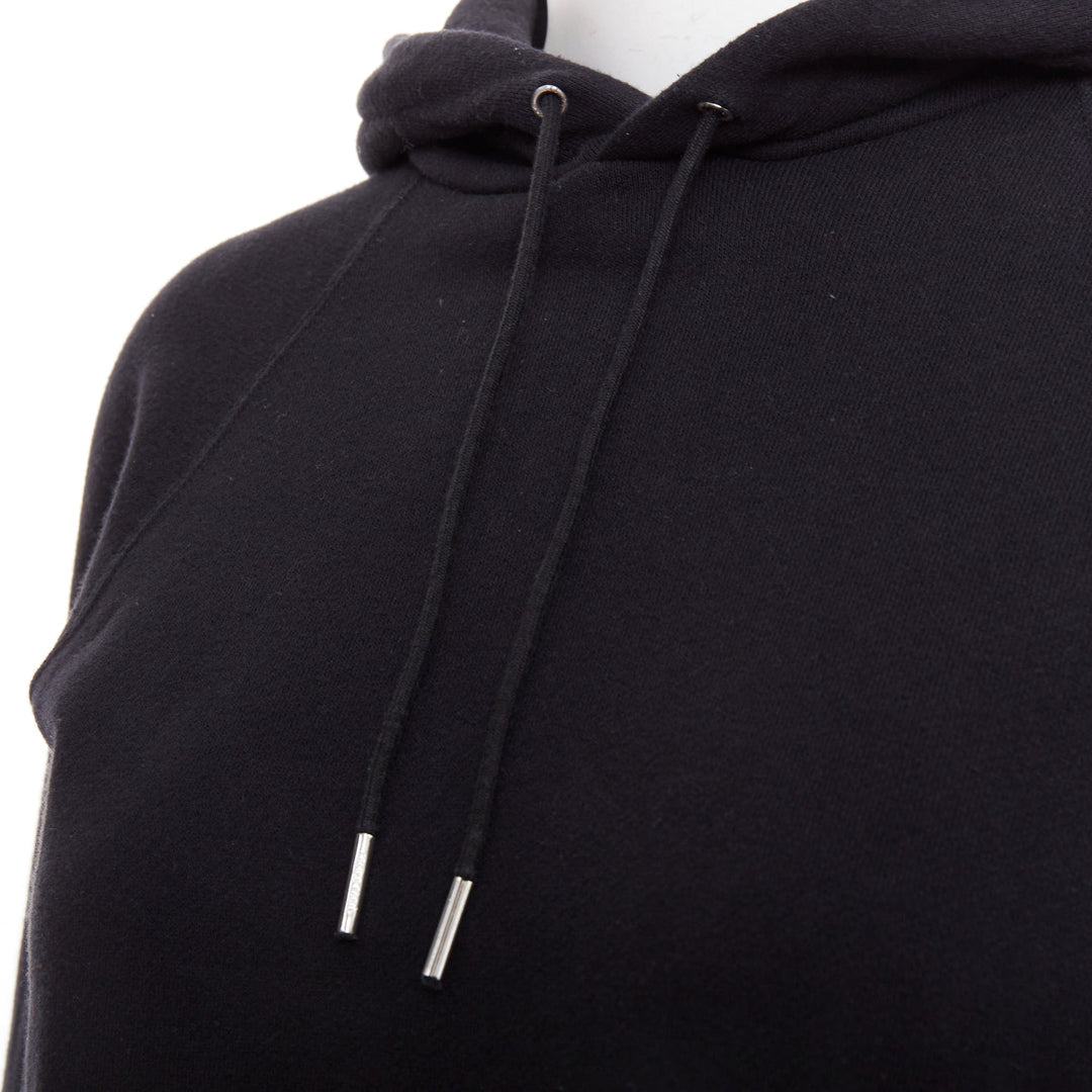 CELINE black cotton white logo address print cropped hoodie XS