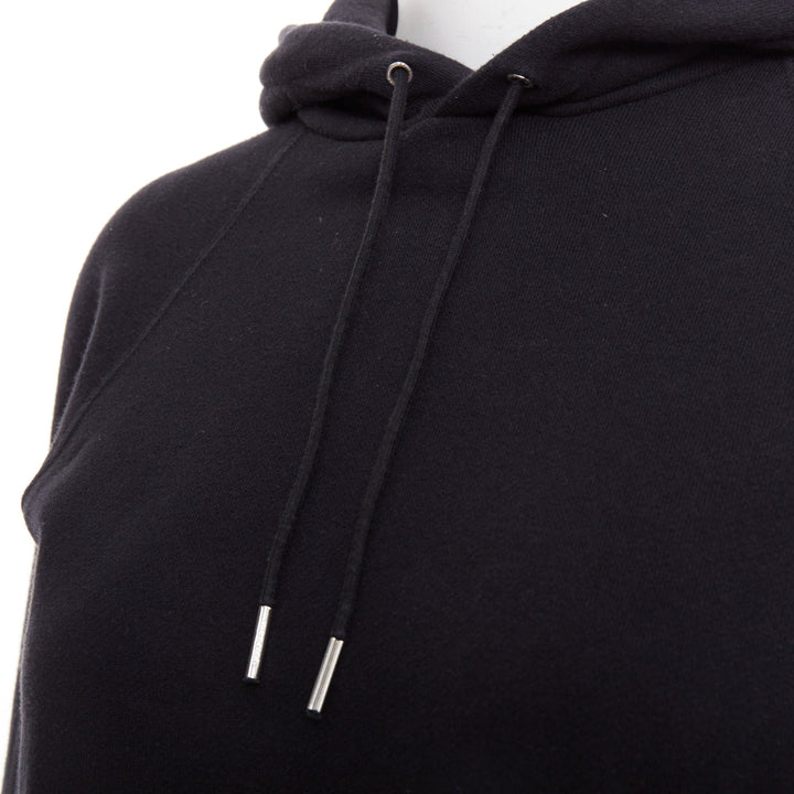 CELINE black cotton white logo address print cropped hoodie XS