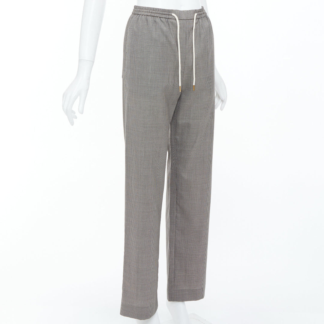CELINE Phoebe Philo brown check wool silk drawstring pajama pants FR36 S